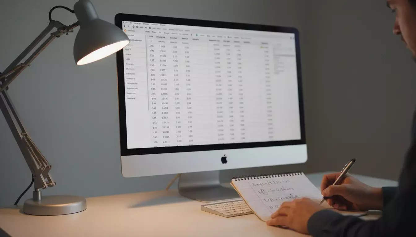 Écran affichant des cotes de paris sportifs décimales avec bloc-notes et stylo pour calcul de probabilité